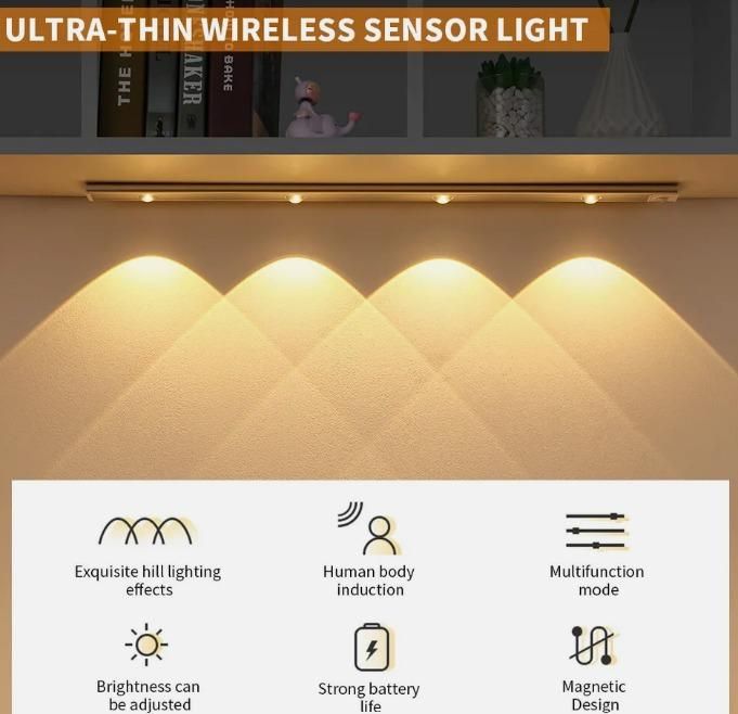 Sensor LED Motion Cabinet Light with USB Rechargeable Battery